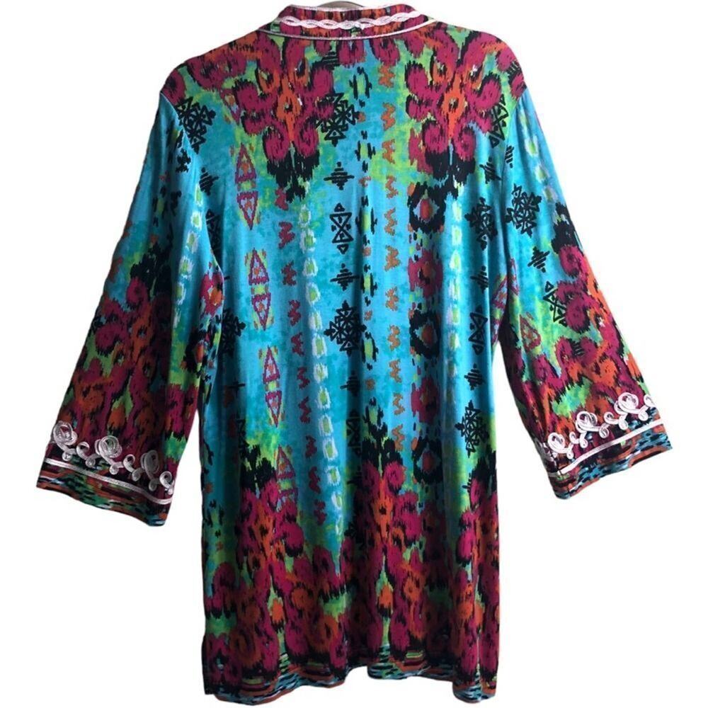 Multiples Boho Soutache Embroidered V-Neck Tunic Top - Picture 4 of 8